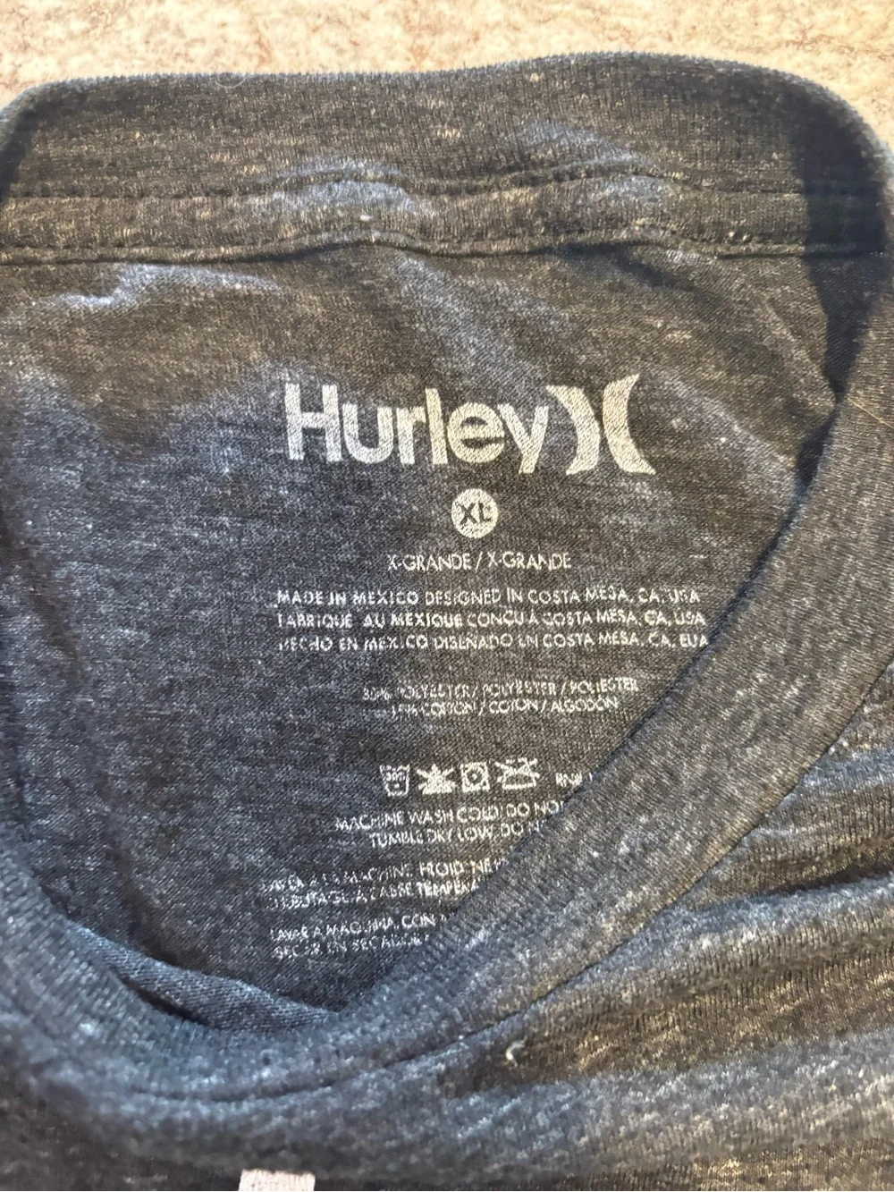 Hurley Charcoal Heather Short-Sleeve Logo Tee - Picture 3 of 3